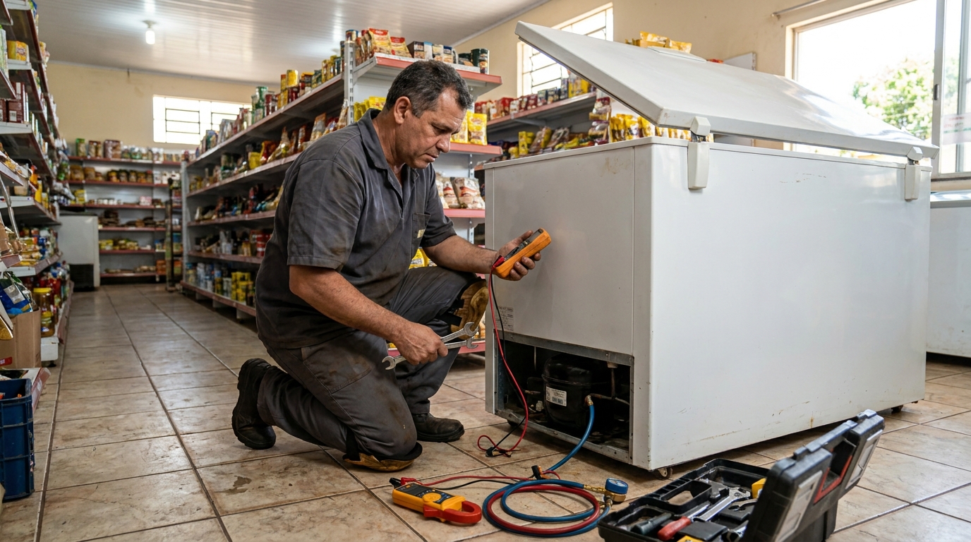 Troca de termostato de freezer em atendimento em Recife‑PE